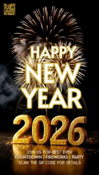 New year,event, party,2026 Historia de Instagram template