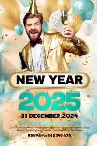 New year,event ,party,2025 Poster template