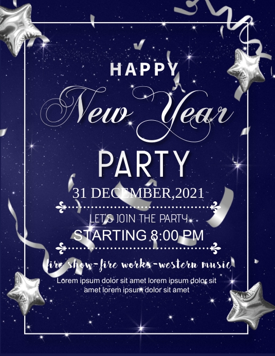 New year,event party,2022 Volantino (US Letter) template