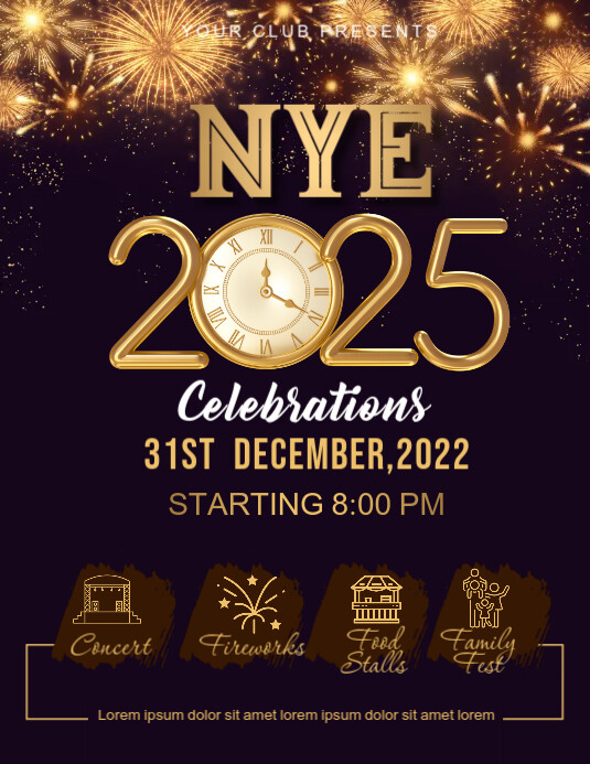New year,event party,event,2025 Flyer (US Letter) template