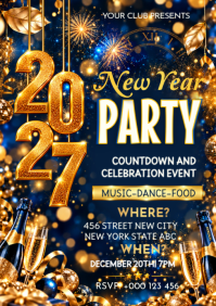 Black New Year Party A5 Template