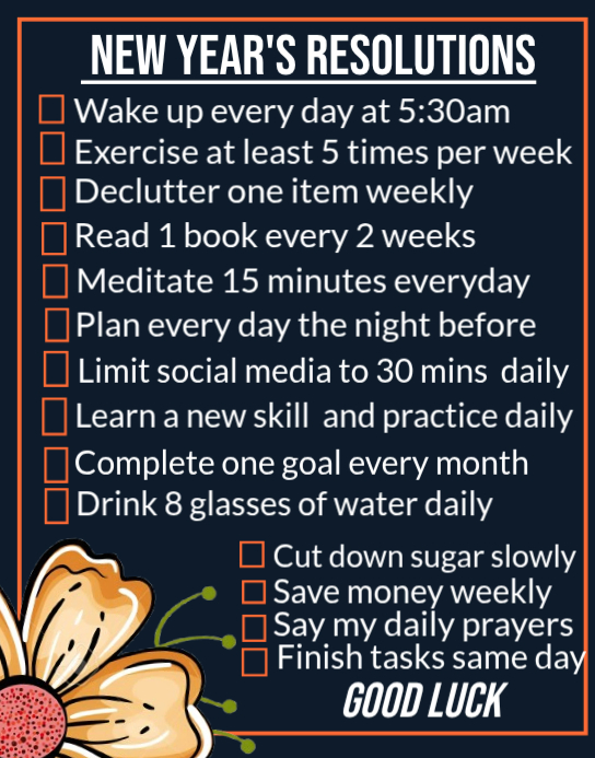 New Year’s resolutions poster Template | PosterMyWall