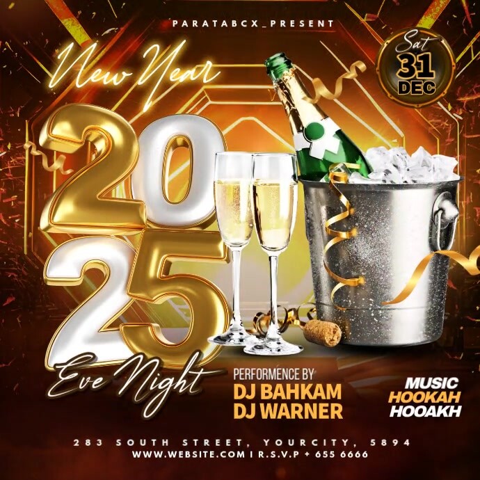 new year's cocktail party Kwadrat (1:1) template