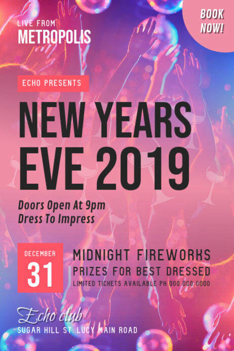 New Year's Eve 2019 Poster template