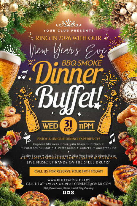 New Year's Eve Dinner Buffet Template | PosterMyWall