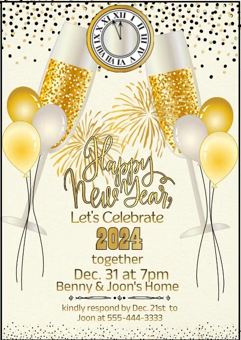 New Year's Eve House Party Invitation A6 template