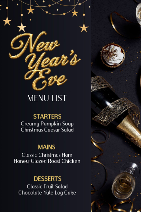 New Year's Eve Menu Template | PosterMyWall