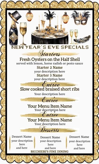 Image 5 for New Years Eve Menu Template