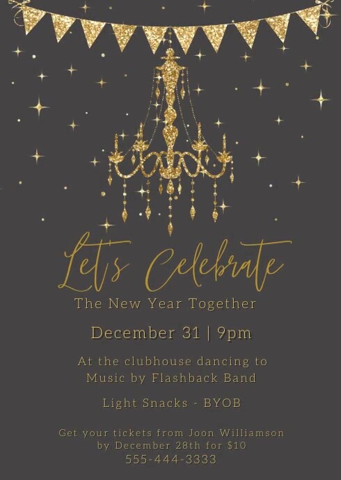 New Year's Eve House Party Invitation A6 template
