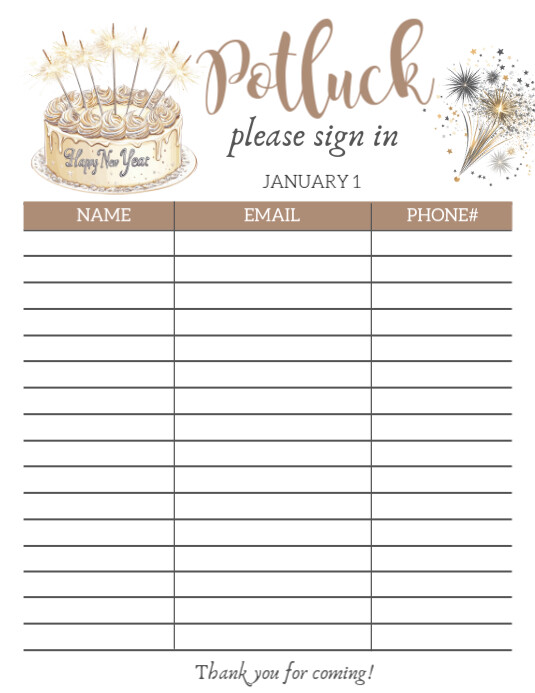 Sample Potluck Sign Up Sheet 38 Best Potluck Sign Up Sheets (For Any