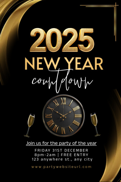 New year,2025,event, countdown Grafika na Pinterest template