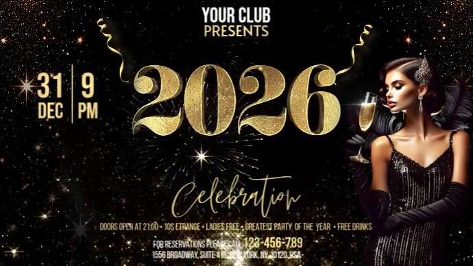 New Year Сountdown Digital Display (16:9) template