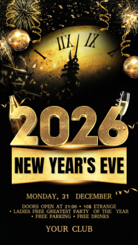 New Year 2026 数字显示屏 (9:16) template