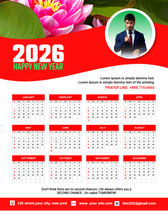 NEW YEAR 2024 CALENDER Poster/muurbord template