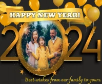 Happy New year 2024 family card template picture free Rectángulo Mediano