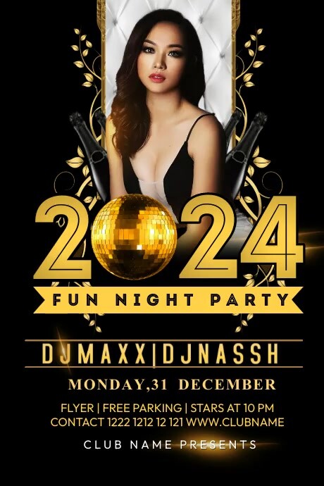 New Year 2024 Gold Plakkaat template