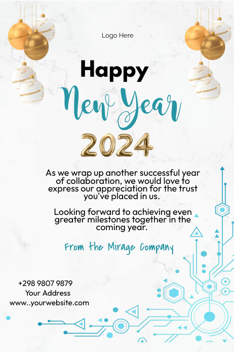 New year 2024 wishes for corporates/ business Cartaz template