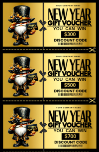 Black New Year Gift Voucher Tabloid Template