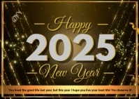 New year 2025 Greeting Card Carte postale template