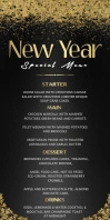 New Year 2025 Menu Card Roll Up Banner 3' × 6' template
