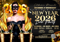 New Year 2026 Masked Party A4 template