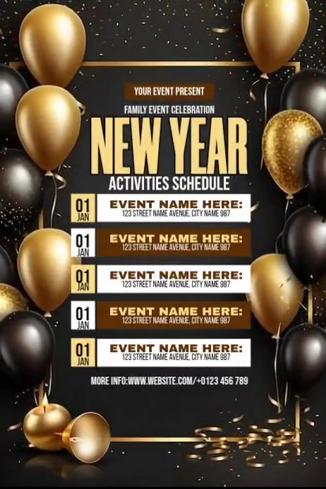 New Year Activity Schedule Template | PosterMyWall