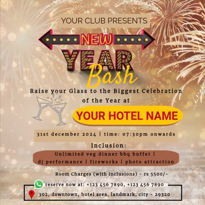 new year bash Instagram 帖子 template