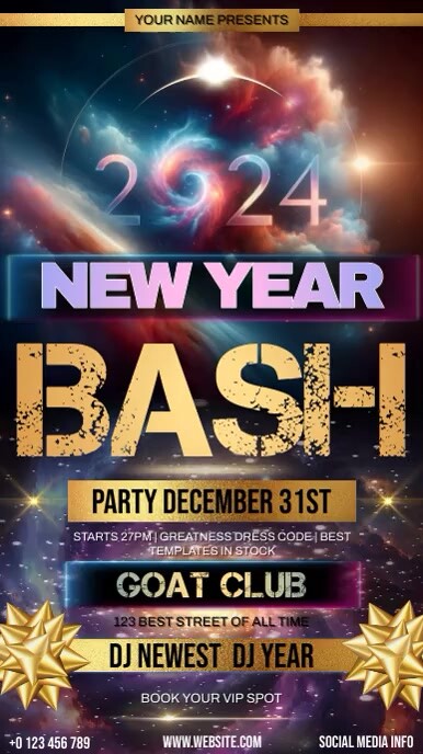 new year bash party design template Instagram Story