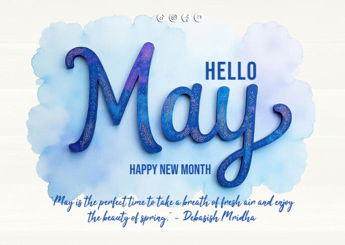 hello may, new month may, may 2025 Postcard template