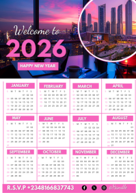 New year calendar 2026 A5 template