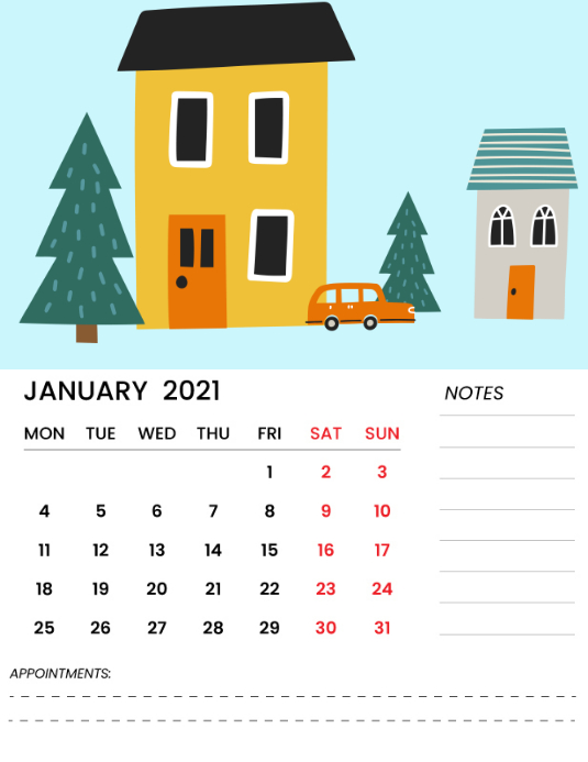 Copy of nEW YEAR cALENDER january | PosterMyWall