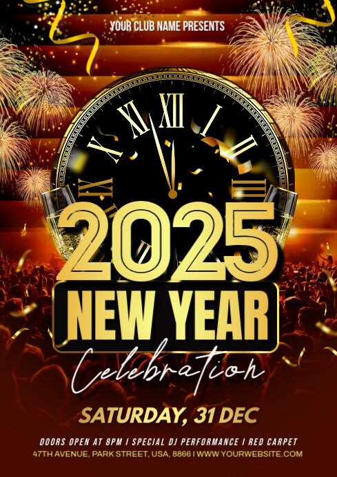 new year celebration flyer A2 template