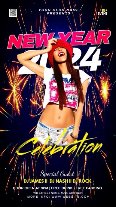 new year celebration video ads flyer Instagram Story template