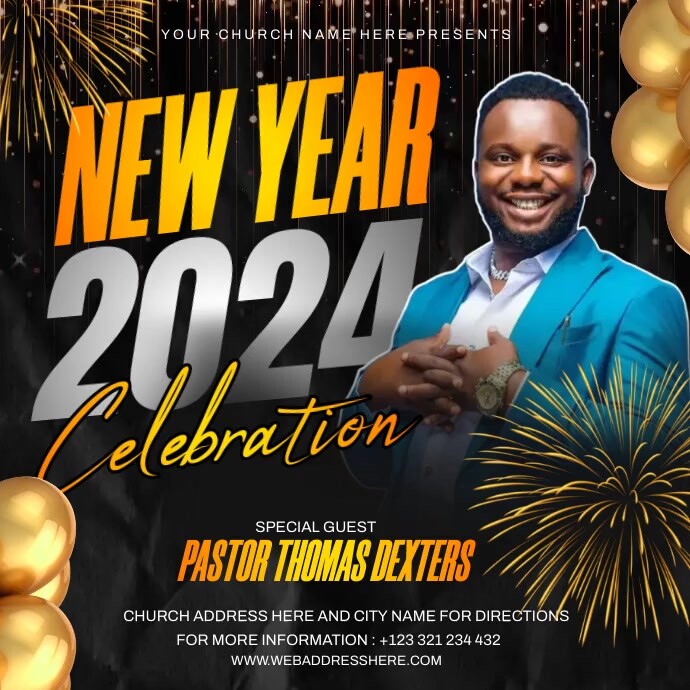 new year church Instagram Post template