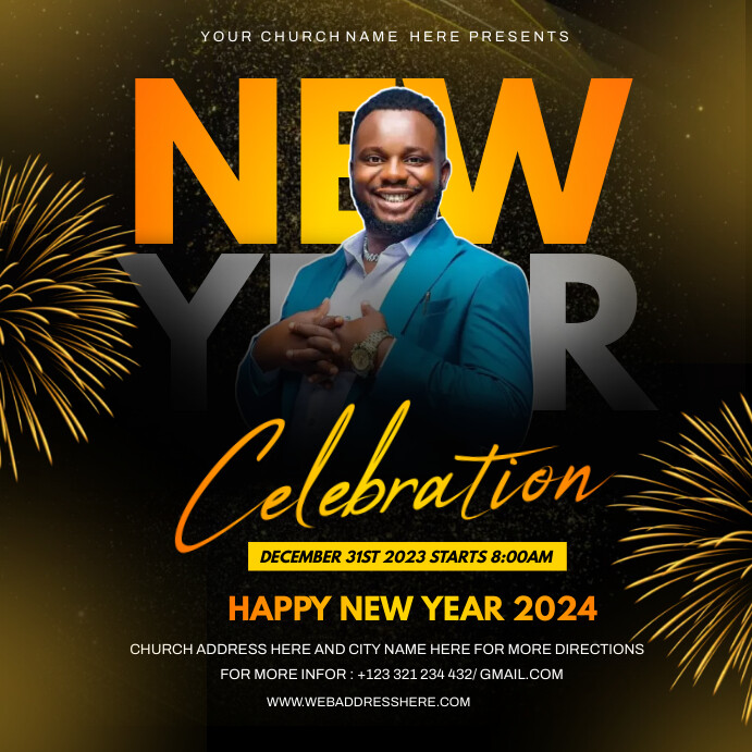 new year church Instagram Post template