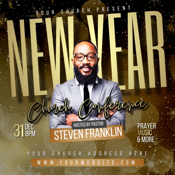 New year church flyer Instagram Post template