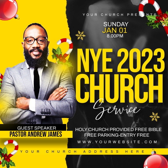 New year church flyer Instagram Post template