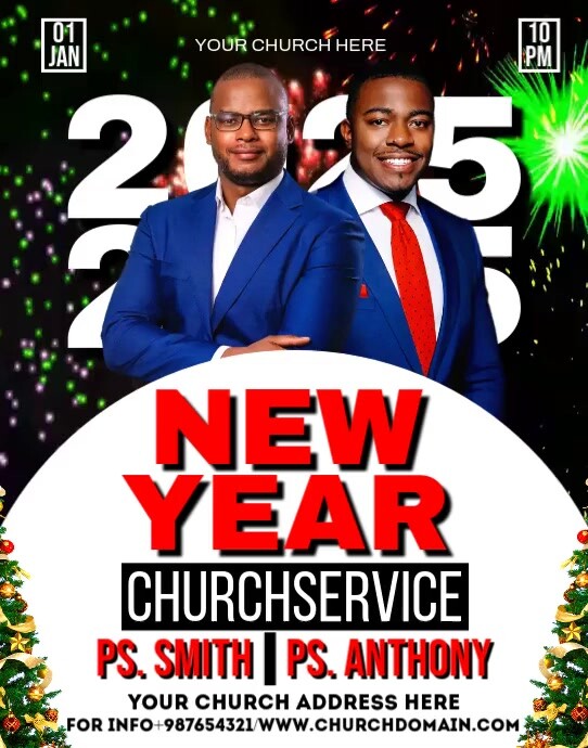 New year church service Plakkaat/Muurbord template