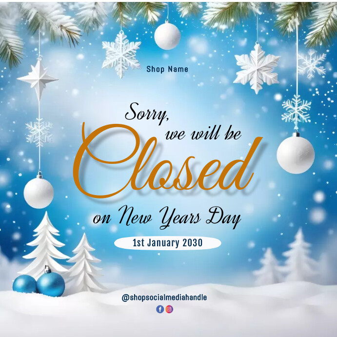 New Year Closing Noticed Instagram Post Template | PosterMyWall