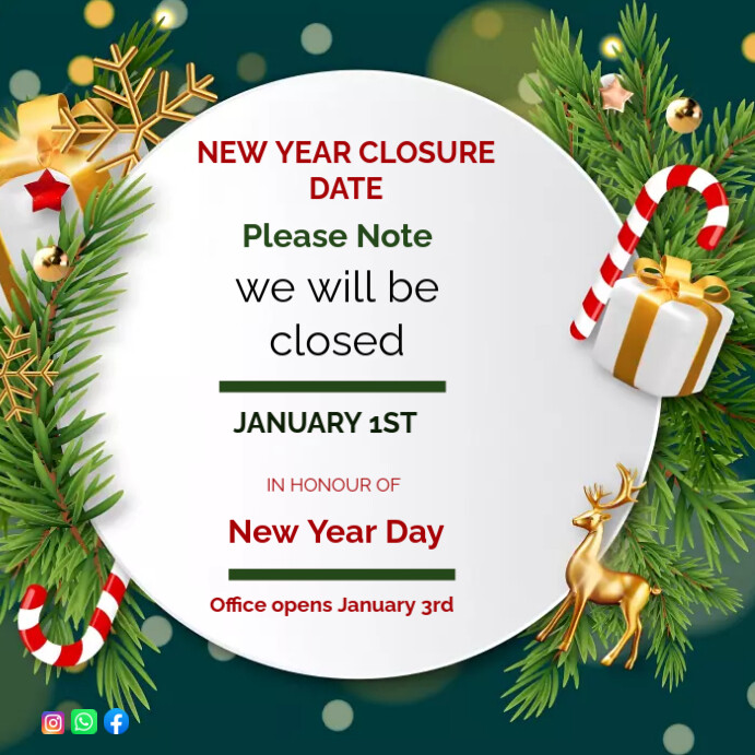 New Year Closure Notice Template | PosterMyWall