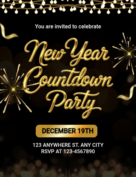 New Year Countdown Party Flyers Template | PosterMyWall