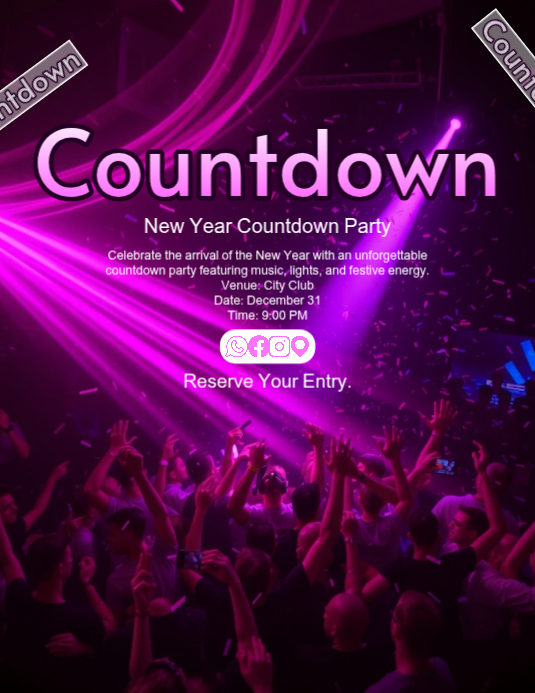New Year Countdown Party Flyer Template for Night Events | PosterMyWall