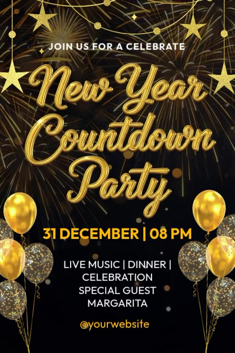 Countdown Invitation Example New Year Countdown Party Invitation Template | PosterMyWall