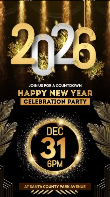New Year Countdown Party Video Instagram Story template