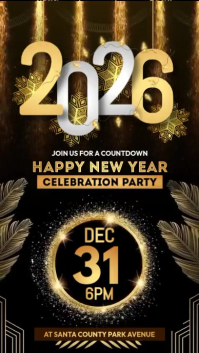 New Year Countdown Party Video Instagram Story template