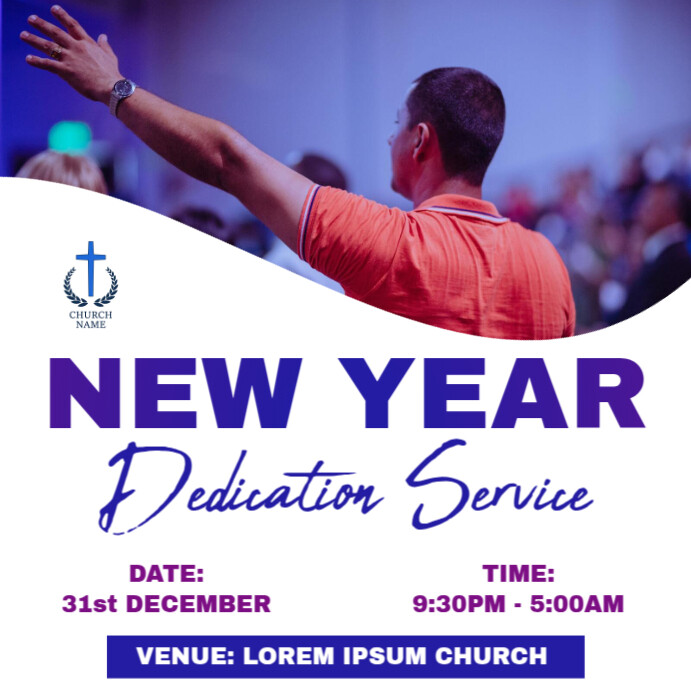 New year dedication service flyer template | PosterMyWall