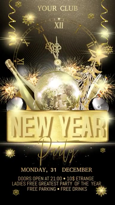 New Year Digital Display Digitale Vertoning (9:16) template