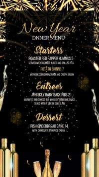 New year dinner menu poster Tampilan Digital (9:16) template