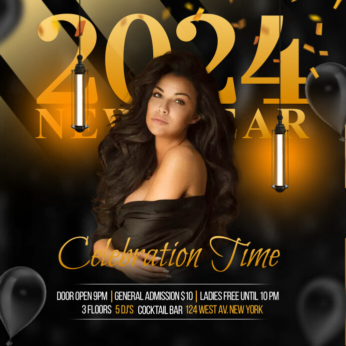 New Year Dj Party Publicação no Instagram template