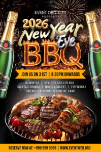 New Year Eve BBQ Party 2026 Template Poster